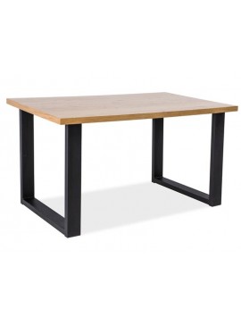 Τραπέζι τραπεζαρίας με μεταλλικά μαύρα πόδια και μασίφ ξύλο βελανιδιάς UMBERTO 150x90x78εκ DIOMMI 80-795 DIOMMI-80-2439