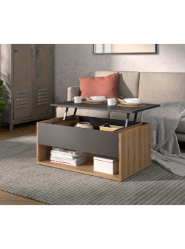 Insi Urban τραπεζάκι σαλονιού με σερβιτόρο 90x60x44/55εκ. Helvezia Oak / Ανθρακί  0121.GM15 