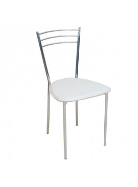 WOODWELL VALETTA Καρέκλα Tραπεζαρίας Κουζίνας Μέταλλο Χρώμιο, PVC Εκρού 40x47x81cm ΕΜ936,1