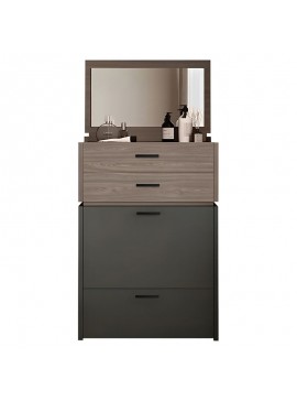 WOODWELL Ε7353,1VANITY Τουαλέτα με ενσωματωμένο Καθρέπτη & Σκαμπό Απόχρωση Sonoma Oak-Grey 60x45x90/130cm Ε7353,1