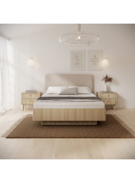 Σετ κρεβατοκάμαρας Viki Φυσικό Dab Barista με αποθηκευτικό χώρο για στρώμα 160x200cm 3 τεμαχίων