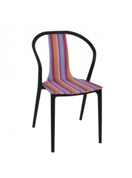 WOODWELL VISION Καρέκλα Στοιβαζόμενη, Ύφασμα Ριγέ, PP Μαύρο 57x53x89cm ΕΜ151,1