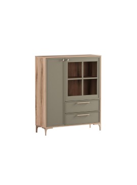 MATIS Βιτρίνα χαμηλή ALBA κανέλα/ ελιά 102,5x35,5x125 MATIS890378