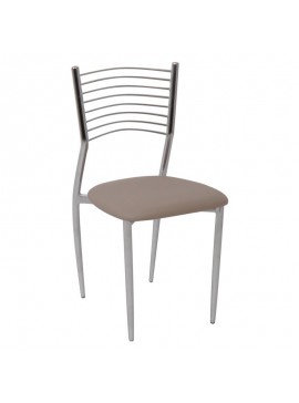 WOODWELL VIVIAN Καρέκλα Μέταλλο Χρώμιο, PVC Cappuccino 40x44x83cm ΕΜ935,4