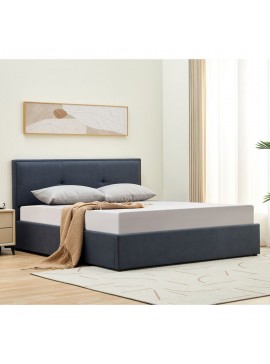 WOODWELL Ε8113,1WALTER Κρεβάτι Διπλό με Χώρο Αποθήκευσης, για Στρώμα 150x200cm, Ύφασμα Γκρι 160x221x100cm Ε8113,1