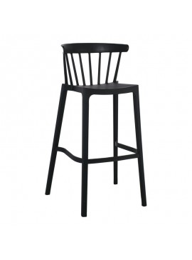 WOODWELL Ε384,2WEST Σκαμπό BAR με Πλάτη, PP-UV Μαύρο 54x51x103cm Ε384,2