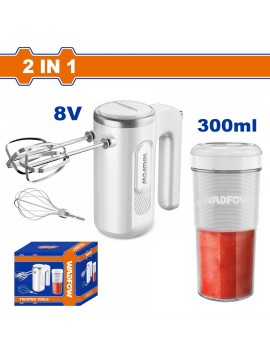 WADFOW ΣΕΤ ΜΙΞΕΡ + ΜΠΛΕΝΤΕΡ ΜΠΑΤ. 8V 2 σε 1 ONE PROMOTION (WFM022T)