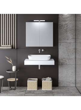 ΣΕΤ ΕΠΙΠΛΟΥ STONE 80cm χρ.WHITE με γκρι νερά 9SSTO080WH