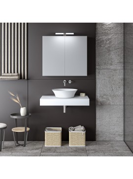 ΣΕΤ ΕΠΙΠΛΟΥ STONE 60cm χρ.WHITE με γκρι νερά 9SSTO060WH