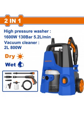 WADFOW 2σε1 ΠΛΥΣΤΙΚΟ ΝΕΡΟΥ 1.600W / 130 Bar / Brush motor & ΣΚΟΥΠΑ ΑΝΑΡΡΟΦ. 800W (WHP4A16)