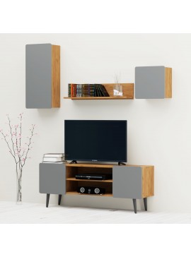 Σύνθεση τηλεόρασης 4τεμαχίων Arktos2 Καρυδί-Γκρι SET-ARKTOS2