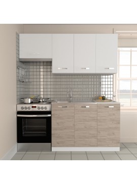 Κουζίνα Charlotte Σετ 3 Λευκή-Φυσ. Δρυς με μεταλλικά χερούλια Σετ 5 κουτιών 3 τρέχ. Μέτρα SO-CSET3WO