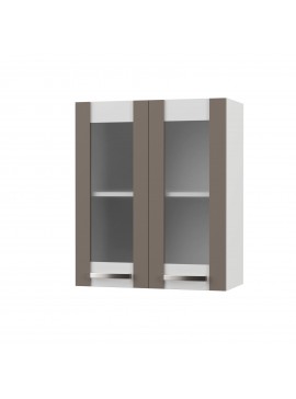 CHARLOTΤE Πάνω Ντουλάπι Με Τζάμι 60x30.5x71.8εκ με μεταλλικά χερούλια Μόκα SO-CV60GM