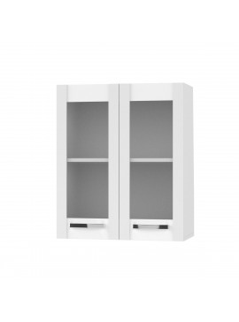 CHARLOTΤE Πάνω Ντουλάπι Με Τζάμι 60x30.5x71.8εκ με μεταλλικά χερούλια Λευκό SO-CV60GW