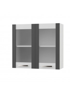 CHARLOTΤE Πάνω Ντουλάπι Με Τζάμι 80x30.5x71.8εκ με μεταλλικά χερούλια Γραφίτης SO-CV80G-GR