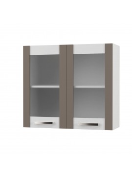 CHARLOTΤE Πάνω Ντουλάπι Με Τζάμι 80x30.5x71.8εκ με μεταλλικά χερούλια Μόκα SO-CV80GM