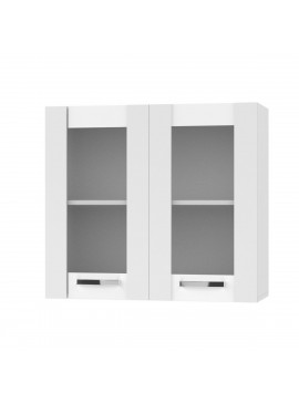 CHARLOTΤE Πάνω Ντουλάπι Με Τζάμι 80x30.5x71.8εκ με μεταλλικά χερούλια Λευκό SO-CV80GW