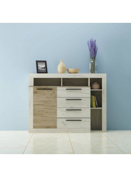 Μπουφές MILANA Λευκό-Γκρί Δρύς 140.2x46.5x107.3εκ SO-MILANA140