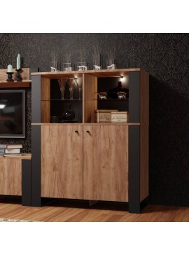 Μπουφές OLD WOOD Χρυσός Δρύς με Μαύρο, 106.2x44xx128.5εκ SO-OLDKOM2D