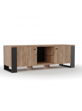 Έπιπλο Τηλεόρασης OLD WOOD Χρυσός Δρύς με Μαύρο 140x44x47.5εκ SO-OLDTV2D