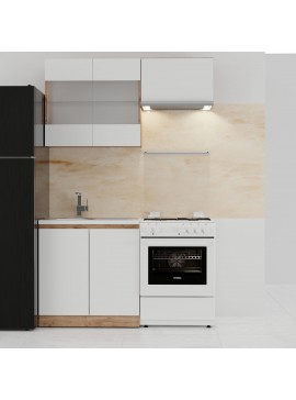 Κουζίνα Soft Σέτ 3 Λευκό με βελανιδιά Σέτ 3 κουτιών Άνω 140εκ Κάτω 80εκ SO-SOFTSET3