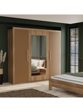 Ντουλάπα Τετράφυλλη Juliet Box Σκούρο Δρυς-Μπρονζέ 242x59x220εκ. TO-BOX4DJULI