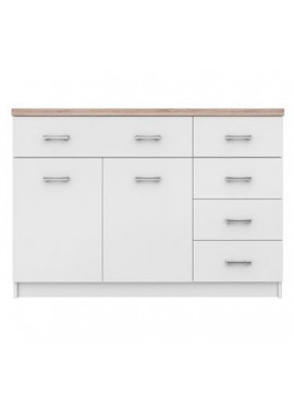 Μπουφές 120x33x85εκ Top Mix2D5S Λευκό-Sonoma μέ 5 Συρτάρια TO-KOM2D5SWH