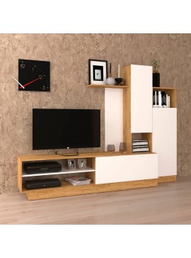 Σύνθεση Τηλεόρασης Melisa 240x45x180εκ Χρυσός Δρύς Με Λευκό TO-MELISA