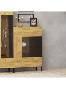 Βιτρίνα Santes Χρυσό Δρυς-Γραφίτης 90x42x134.50cm TO-SANTES1W1D