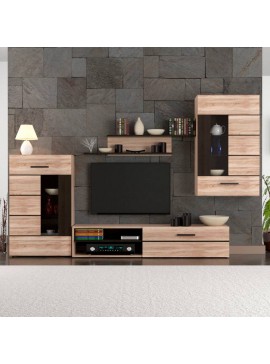 Σύνθεση Τηλεόρασης Solo 293x41x184cm Sonoma με Wenge MDF Καμπυλωτό τελείωμα TO-SOLO