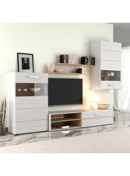 Σύνθεση Τηλεόρασης SOLO PINE 293x41x184cm Νορβηγικό Λευκό με φυσικό δρυ TO-SOLO2PINE