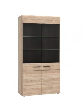 Βιτρίνα Δίφυλλη Solo 100x41x197cm Sonoma με Wenge και MDF Καμπυλωτό τελείωμα στις πόρτες TO-SOLO2W