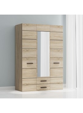 Ντουλάπα Τρίφυλλη Solo3D2S Sonoma Wenge 136x58x197cm TO-SOLO3D2S