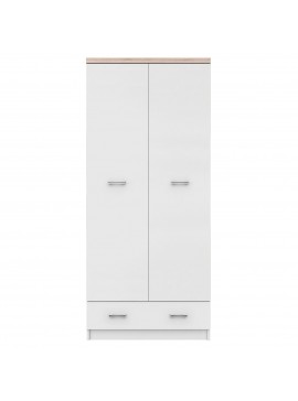 Ντουλάπα Δίφυλλη Top Mix Λευκή με Sonoma 80x57x183cm TO-TOP2D1S80W