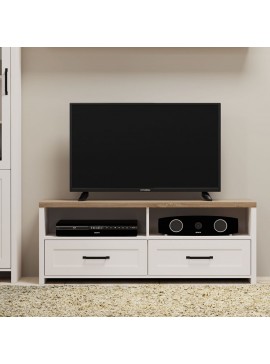ΕΠΙΠΛΟ TV VERNE 137.9x45x52.1cm Λευκό-Φυσικός Δρυς TO-VERNERTV2S