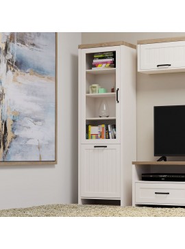 Βιτρίνα VERNE Μονόφυλλη 59.7x37.2x191.6cm Λευκό-Φυσικός Δρυς TO-VERNEWIT1W1D
