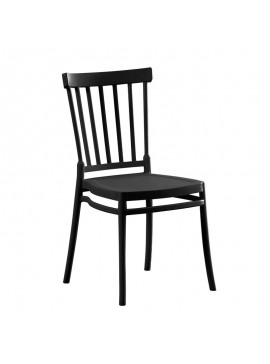 WOODWELL WINDSOR Καρέκλα Τραπεζαρίας Κήπου Στοιβαζόμενη, PP Μαύρο UV Protection 46x53x86cm Ε401,2