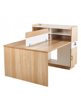 WOODWELL WORKSTATION Γραφείο - Σταθμός Εργασίας 2 Θέσεων, Melamine Απόχρωση Sonoma-Άσπρο 160x120x75cm ΕΟ4390