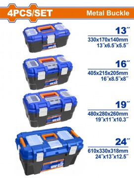 WADFOW ΣΕΤ 4ΤΕΜ ΕΡΓΑΛΕΙΟΘΗΚΕΣ ΠΛΑΣΤΙΚΕΣ 13"-16"-19"-24" ΜΕ ΜΕΤΑΛ. ΚΟΥΜΠΩΜΑΤΑ (WTB4104)