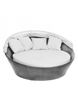 Artekko Rattan Στρόγγυλη Γκρι Ξαπλώστρα με Σκίαστρο (170x170) Artekko 248-1113