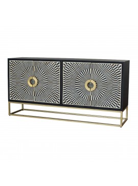 Artekko Μπουφές  160x40x80 δίπορτος μάυρος-λευκός με χρυσή μεταλλική βάση Artekko 48681