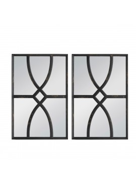 Artekko Mirror Καθρέφτης Τοίχου Ξύλο Γυαλί Μαύρο (40x3x60)cm Σετ/2 Artekko 49062-BLK-DS