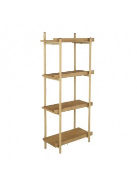 Artekko Shelf Ραφιέρα Επιτοίχια με 4 Ράφια Μέταλλο Ξύλο Ρατάν Καφέ (46x25x112)cm Artekko 78037-DS