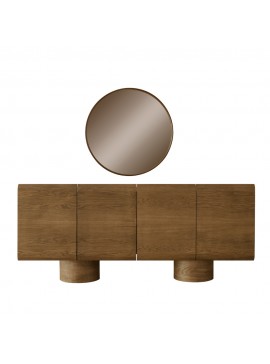 Artekko Asos Καφέ Μπουφές MDF (200x45x87)cm με Καθρέπτη (81x81x5)cm 2pcs Artekko 783-6500