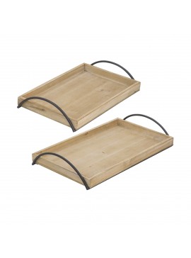 Artekko Tray Διακοσμητικός Δίσκος MDF/Μέταλλο Μπεζ/Μαύρο (49x31x9)cm Σετ/2 Artekko 86669