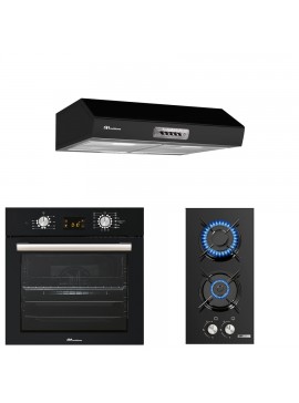 MULTIHOME ΣΕΤ ΦΟΥΡΝΟΣ MH-6060 BLACK GLASS + ΕΣΤΙΑ DOMINO ΑΕΡΊΟΥ MH-6141 + ΑΠΟΡΡΟΦΗΤΗΡΑΣ ΕΛΕΥΘΕΡΟΣ MH-6671 BLACK 1 ΜΟΤΕΡ 60CM MULTIHOME 999-002-76061