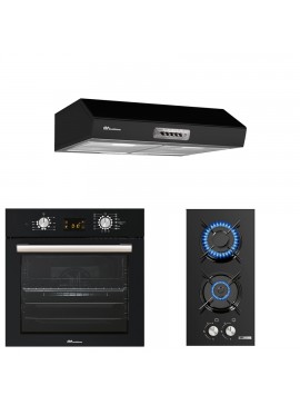 MULTIHOME ΣΕΤ ΦΟΥΡΝΟΣ MH-6060 BLACK GLASS + ΕΣΤΙΑ DOMINO ΑΕΡΊΟΥ MH-6141 + ΑΠΟΡΡΟΦΗΤΗΡΑΣ ΕΛΕΥΘΕΡΟΣ MH-6682 BLACK 2 ΜΟΤΕΡ MULTIHOME 999-002-76062