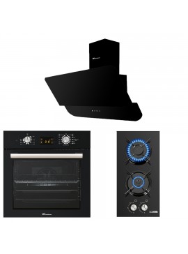 MULTIHOME ΣΕΤ ΦΟΥΡΝΟΣ MH-6060 BLACK GLASS + ΕΣΤΙΑ DOMINO ΑΕΡΊΟΥ MH-6141 + ΑΠΟΡΡΟΦΗΤΗΡΑΣ ΚΑΜΙΝΑΔΑ MH-6601 BLACK 90CM MULTIHOME 999-002-76066