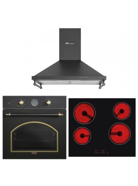 MULTIHOME ΣΕΤ ΦΟΥΡΝΟΣ MH-6051 BLACK RETRO + ΕΣΤΙΑ ΚΕΡΑΜΙΚΗ MH-6135 + ΑΠΟΡΡΟΦΗΤΗΡΑΣ ΚΑΜΙΝΑΔΑ MH-6652 RUSTIC BLACK MULTIHOME 999-002-87885
