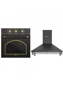 MULTIHOME ΣΕΤ ΦΟΥΡΝΟΣ ΗΛΕΚΤΡΙΚΟΣ B66-SF3 (MT) BLACK RETRO + ΑΠΟΡΡΟΦΗΤΗΡΑΣ ΚΑΜΙΝΑΔΑ MH-6652 RUSTIC BLACK MULTIHOME 999-002-89048